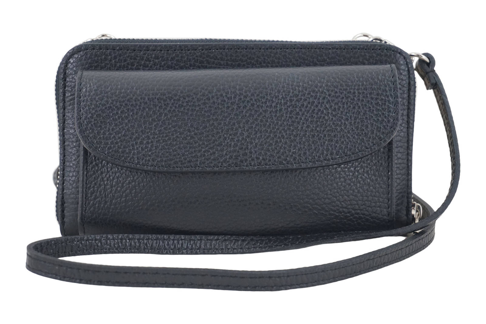 Barberini's Portfel z etui na telefon ze skóry licowej - Czarny idx_909-1