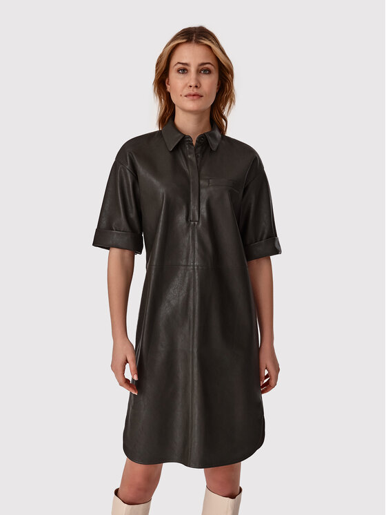 Sukienki - Tatuum Sukienka z imitacji skóry Lendi T2205.414 Zielony Oversize - grafika 1