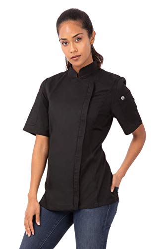 Chef Works BB051-M Springfield damska kurtka szefa kuchni z zamkiem błyskawicznym, rozmiar M, czarna