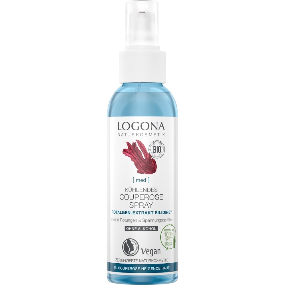 LOGONA Naturkosmetik LOGONA naturalny kosmetyk, chłodząca cera w sprayu, zmniejsza zaczerwienienia i łagodzi uczucie napięcia, z ekskluzywną substancją czynną SILIDINE, bez alkoholu, wegańska, 125 ml