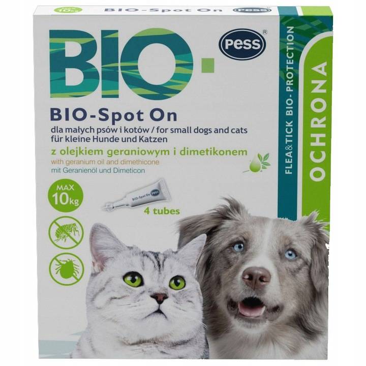 Pess Bio OCHRONA BIO-spot on z olejkiem geraniowym i dimetikonem 10kg 4x1g