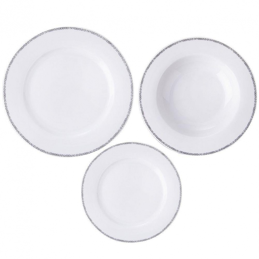 Serwis obiadowy, okrągły, porcelanowy, zestaw talerzy, komplet, 18 el. 