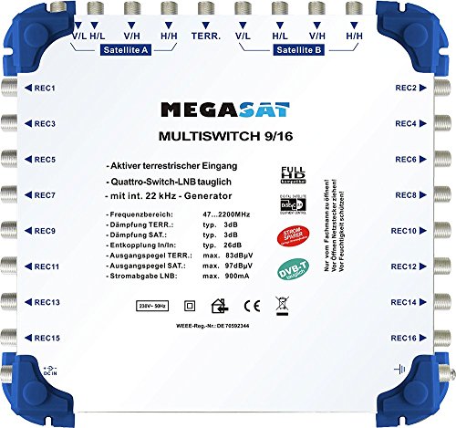 Megasat Multiswitch 9/16 + zasilacz MS0916MEGSAT