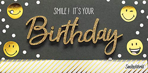 Perleberg Kartka urodzinowa Lettering Surprise Smiley - Smiley! It's your birthday - 11 x 22 cm 7784009-2