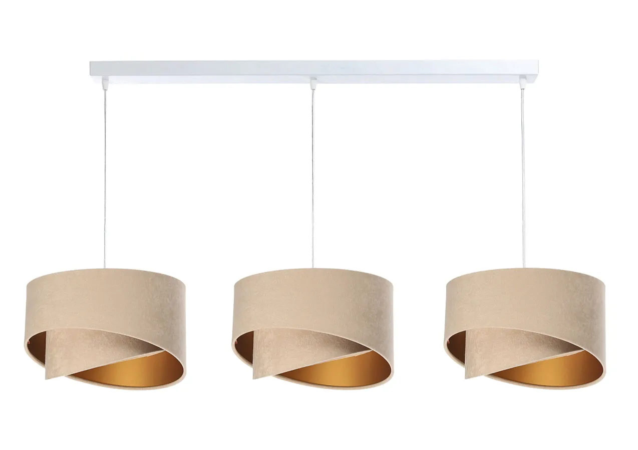 Beżowa potrójna lampa wisząca asymetryczna - S508 T8-N35