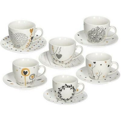 Tognana Tognana Texture Goldy Komplet Filiżanek pojemność 200 ml 6 materiał porcelana kostna