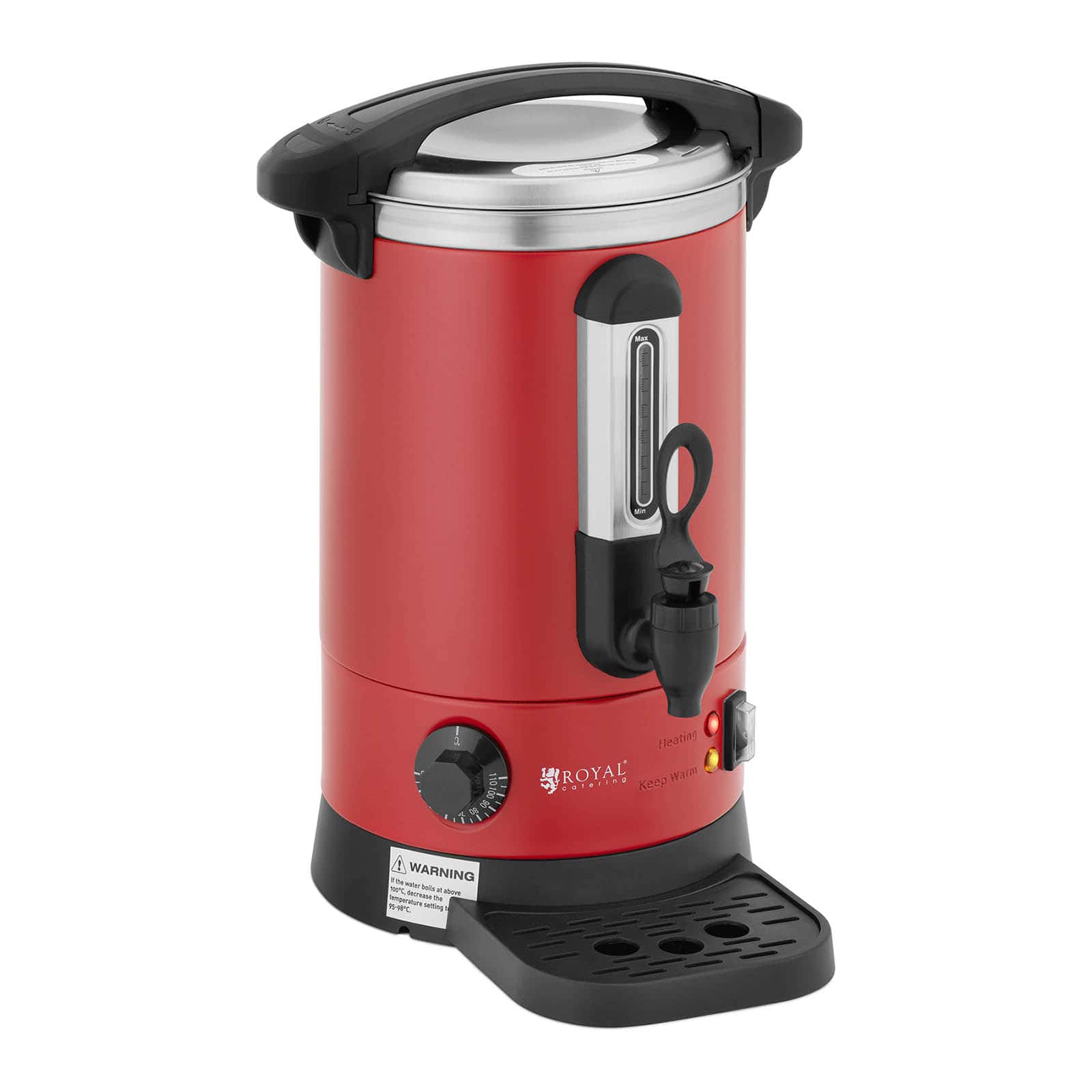 Royal Catering Warnik do wody - 6.1 l - 1500 W - ociekacz - czerwony RC-WBDWC6R