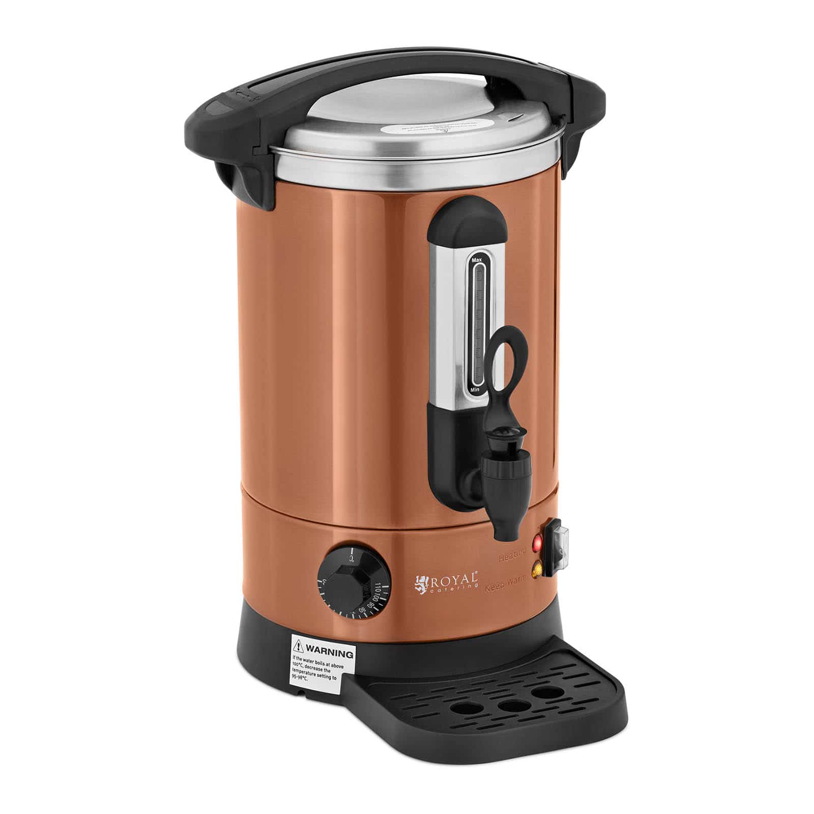 Royal Catering Warnik do wody - 6.1 l - 1500 W - ociekacz - pomarańczowy RC-WBDWC6O