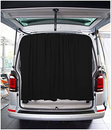 BREMER SITZBEZÜGE Osłona bagażnika na drzwi skrzydłowe, ochrona przed słońcem, zasłona kompatybilna z VW T5, T6, T6.1 Multivan Transporter Caravelle, w kolorze czarnym