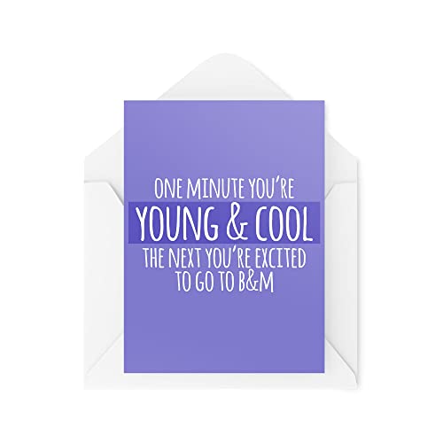 Tongue in Peach Śmieszne kartki urodzinowe | Banter Joke Old Age Jokes Colleague Friends | One Minute You're Young and Cool B&M zakupy | Dla niej najlepszej przyjaciółki | CBH838 TIP_CARDS_CBH838