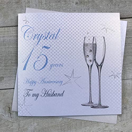 WHITE COTTON CARDS 15. kryształowa rocznica ślubu - do mojego męża ręcznie robiona kartka - kieliszki do szampana - autorstwa białych kart z bawełny BD115-H BD115-H