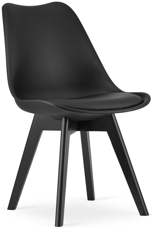 Komplet czarnych krzeseł kuchennych z czarną podstawą 4 szt Asaba 4S
