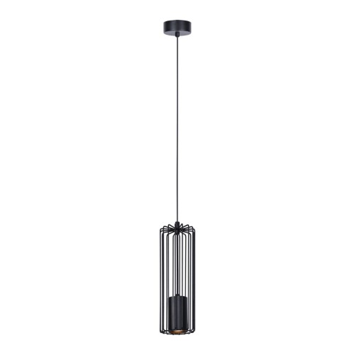 Kaja czarna lampa wisząca z ażurowym kloszem K-4930 FALCON metalowa lampa sufitowa z drucianym kloszem K-4930