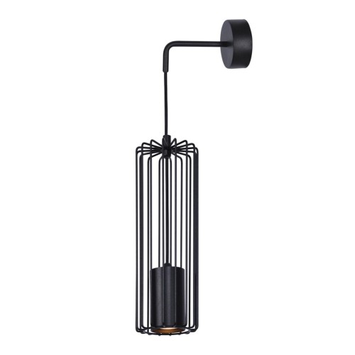 Kaja czarna lampa ścienna z ażurowym kloszem K-4934 FALCON metalowy kinkiet z drucianym kloszem K-4934