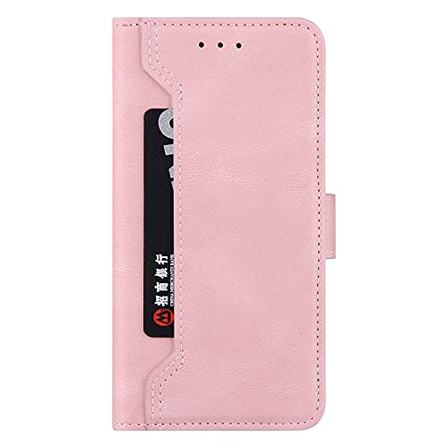 Etui do iPhone'a XS, sztuczna skóra z klapką z uchwytem na karty, portfel z portmonetką, etui z klapką ze skóry PU z uchwytem (różowy przycisk do tyłu)