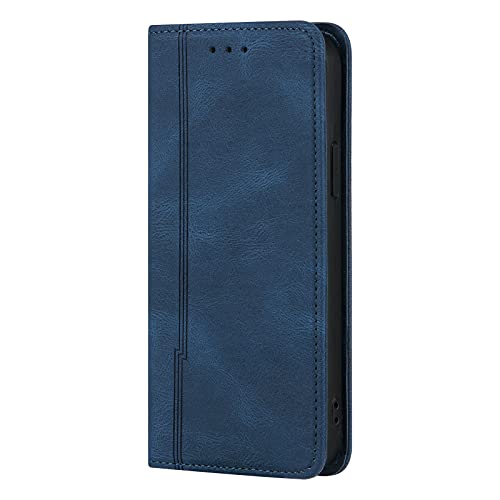 Etui do iPhone 13 Pro Max skóra PU etui z klapką z uchwytem na karty, portfel z portfelem, skóra PU z uchwytem (niebieski przewód naciskowy)