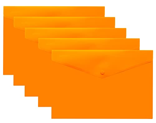 eco-eco eco075ORANGE przezroczysty portfel na zatrzaski, w 50% z recyklingu, plastikowe foldery (5 sztuk), pomarańczowy