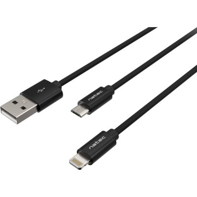 Natec EM Kabel combo usb-a(m)->micro-b(m)+lightning(m) 2.0 1m extreme media