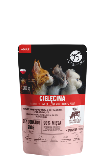 Pet Republic PetRepublic drobno siekane kawałki w delikatnym sosie cielęcina 100g dla kota 57495-uniw