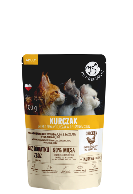 Pet Republic PetRepublic drobno siekane kawałki w delikatnym sosie kurczak 100g dla kota 57497-uniw