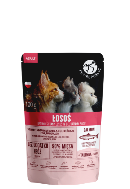 Pet Republic PetRepublic drobno siekane kawałki w delikatnym sosie łosoś 100g dla kota 57489-uniw