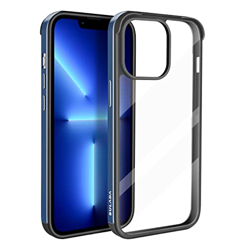 ASOBEAGE Etui na telefon komórkowy & Cover metalowa ramka, odporne na uderzenia, smukłe, odporne na zarysowania, nie żółknie, przezroczyste do iPhone 13 Pro (ciemnoniebieskie)