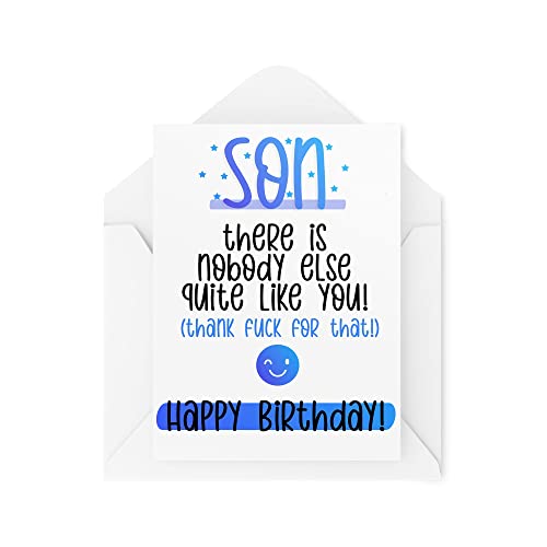 Tongue in Peach Zabawna kartka urodzinowa dla syna | 'Cheeky Banter Son's Bday' | 'There Is Nobody Quite Like You' Dziękuję F*ck For That Joke Card For Him Novelty CBH903 TIP_CARDS_CBH903
