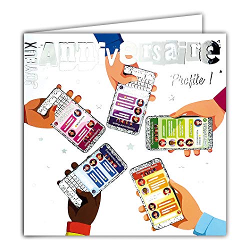 Afie Kwadratowa karta na urodziny telefonów, smartfonów i mediów społecznościowych 22035