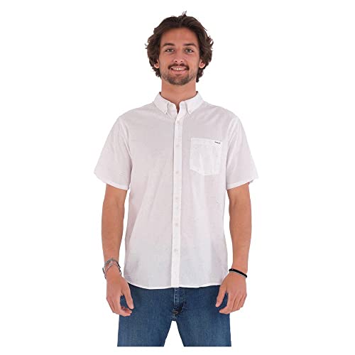 Hurley O&o Space Dye Ss T-shirt męski, biały, L MVS0005360