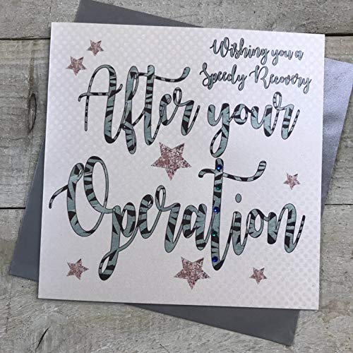 WHITE COTTON CARDS Karta Speedy Recovery  po operacji  Get Well Soon  przez białe kartki z bawełny DT177 DT177
