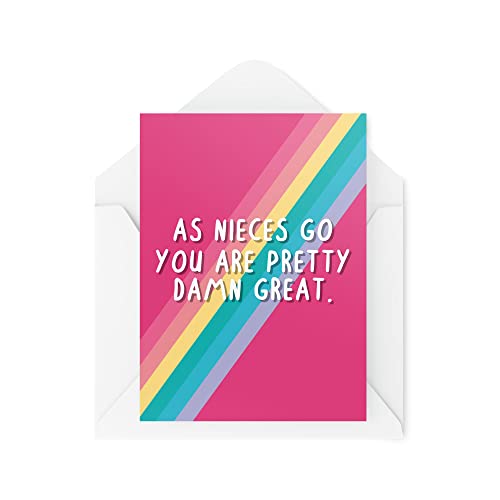 Tongue in Peach Zabawne karty siostrzenicy | 'As Nieces Go You're Pretty Damn' świetna karta | na urodziny cioci wujka ukończenie przeszedł test bratanka | CBH608 TIP_CARDS_CBH608