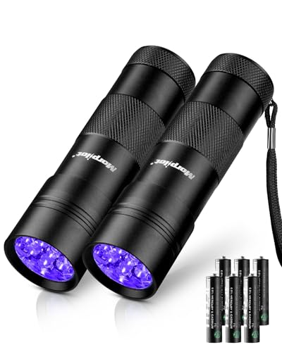 morpilot Latarka Ultrafioletowa, 2 szt.12 LED 395nm, Latarka UV, Latarka Mini Spot Detector z Czarną Powłoką