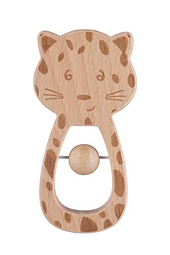 Bébé Confort Wygodne dziecko, drewniany grzechotka budzik dla niemowląt, FSC, leopard, Safari