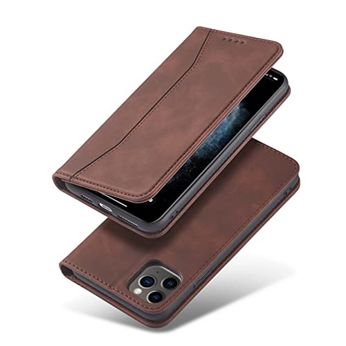 Etui na telefon do iPhone 12, skórzane etui portfelowe PU, magnetyczne zamknięcie etui z klapką kompatybilne z iPhone 13/12 Pro max 5G (brązowe)