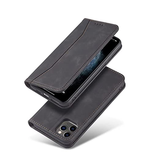 Etui na iPhone 12 skórzane etui z portfelem PU, magnetyczne zamknięcie etui z klapką kompatybilne z iPhone 13/12 Pro max 5G etui (czarne)