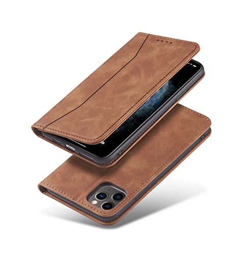 Etui na telefon do iPhone 12 Pro - 6,1 cala, skórzane etui z portfelem PU, magnetyczne zamknięcie etui z klapką kompatybilne z iPhone 13/12 Pro max 5G (khaki)