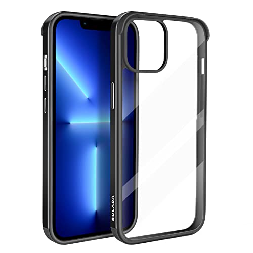 ASOBEAGE Etui na telefon komórkowy & Cover metalowa ramka, odporne na uderzenia, smukłe, odporne na zarysowania, nie żółknie, przezroczyste do iPhone 13 (czarne)