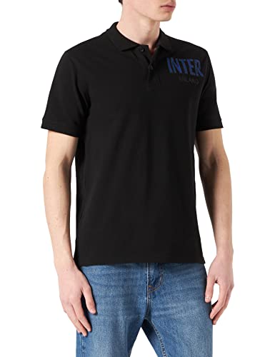 Inter Inter Męska koszulka polo z czarnym logo, biała z tyłu ze 100% bawełny, M IW22MP452