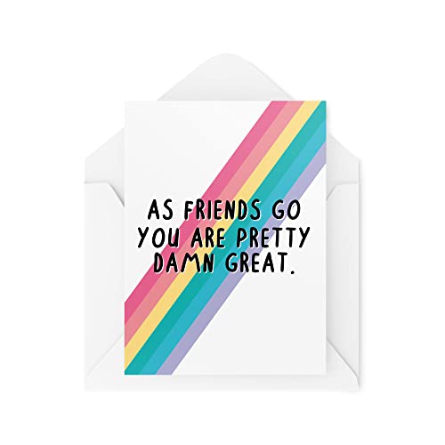 Tongue in Peach Karty dla przyjaciół | 'As Friends Go You're Pretty Damn' świetna karta | 'For Him Her Bestie' urodziny kolegi tęcza myślenie o Ciebie | CBH614 TIP_CARDS_CBH614