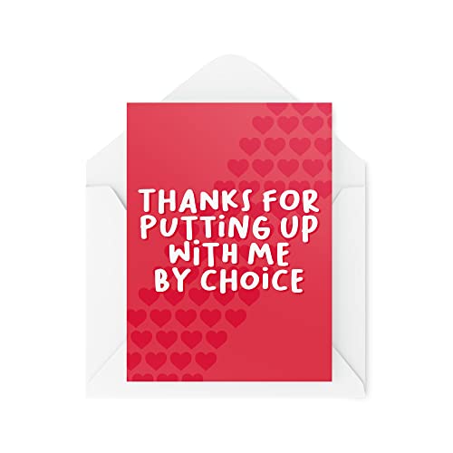 Tongue in Peach Śmieszne karty dla chłopaka | 'Thank for Putting Up With Me By Choice Card | dla niego jej dziewczyny żony męża walentynki | CBH600 TIP_CARDS_CBH600