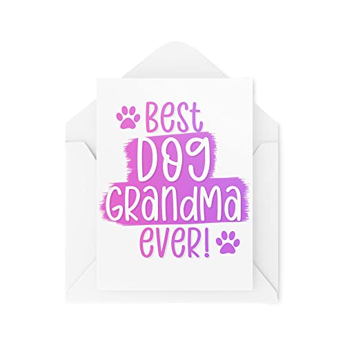 Tongue in Peach Śmieszne karty od psa | Best Dog Grandma Ever kartka dla mamy dziadków nowość banter urodziny dzień matki szczeniak uroczy | CBH911