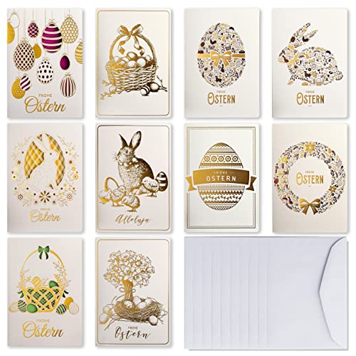 Art Nuvo Art Nuvo  Ekskluzywny zestaw 10 różnych kartek wielkanocnych, wyprodukowany z szlachetnego papieru z kolorowymi wkładkami i kopertami 120 x 170 mm EE-MIX