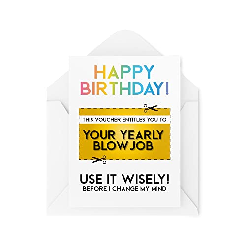 Tongue in Peach Śmieszne kartki urodzinowe | Kartka z życzeniami 'Boyfriend Husband' | Ten bon zachęca Cię do twojego corocznego obcisłego orażu | komedia humor żart banter CBH229 TIP_CARD_CBH229