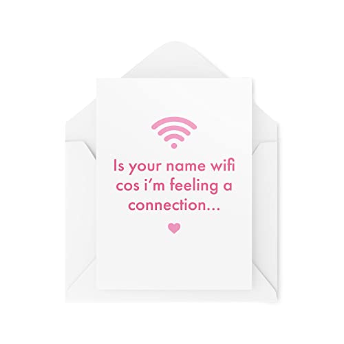 Tongue in Peach Śmieszne kartki walentynkowe | Kartka dla par | Kartka z życzeniami dla pary | Is Your Name Wifi | Banter żart dziewczyna chłopaka miłość | CBH822 TIP_CARDS_CBH822