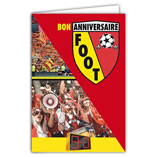 Afie Afie 65-1337 karta urodzinowa z logo Red i żółte złoto kibica Stade Racing Club RC Cup Liga Champions - koperta w zestawie - Wyprodukowano we Francji 65-1337