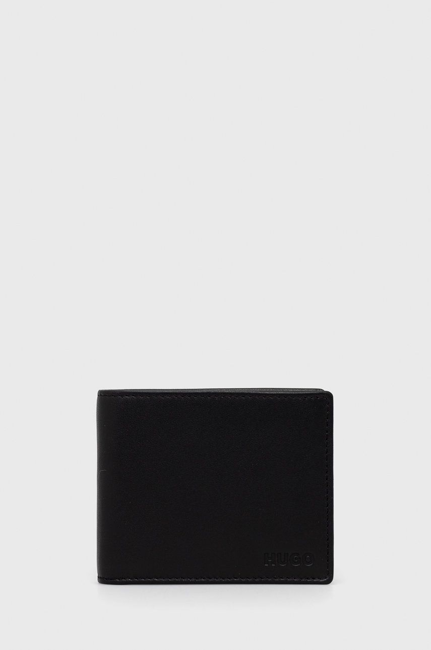 Hugo portfel skórzany męski kolor czarny -