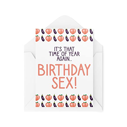 Tongue in Peach Śmieszne kartki urodzinowe | It's That Time of Year Again Birthday Sex | Kartka z życzeniami dla niego dla niej | humor śmiech banter żart | CBH122 TIP_CARD_CBH122