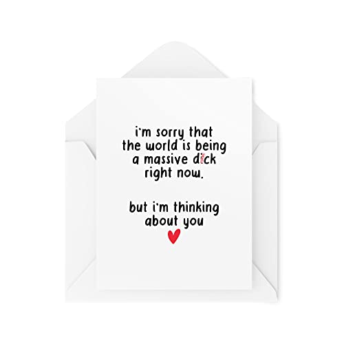 Tongue in Peach Karty 'Thinking Of You' | Przepraszamy że The World Is A Massive D*ck Card | Dla niej najlepszego przyjaciela Sympathy wsparcie zdrowia psychicznego urocza | CBH645 TIP_CARDS_CBH645
