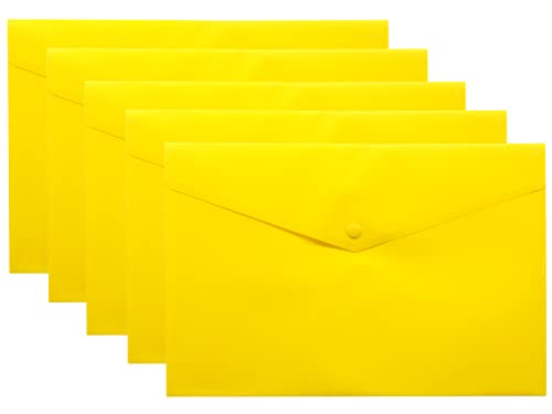 eco-eco A5 przezroczysty portfel na zatrzaski z recyklingu, 50% przezroczysty portfel na zatrzaski, plastikowe foldery (5 sztuk), żółty, eco075YELLOW