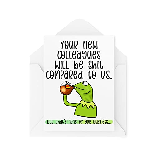 Tongue in Peach Śmieszne kartki zostawiające | dla kolegi nowa karta pracy | Twoi nowi koledzy zostaną porównani z nami prezent biuro banter pożegnanie banter CBH920